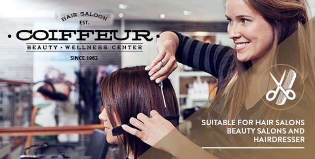 Coiffeur hair salon WordPress theme preview showing responsive beauty salon website design