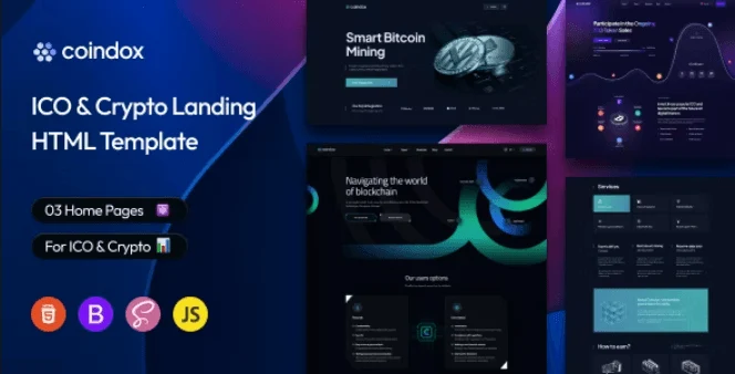 Coindox crypto landing page HTML template preview