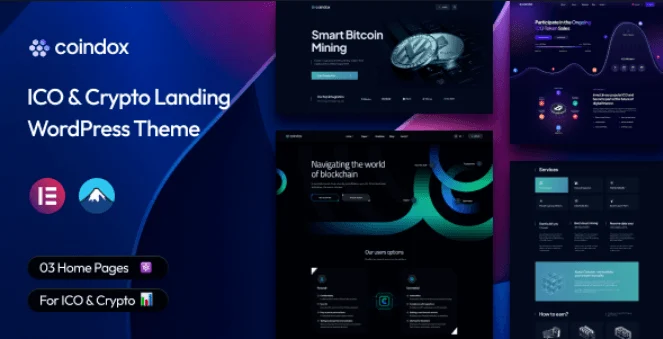 Coindox ICO and crypto landing WordPress theme with Elementor builder