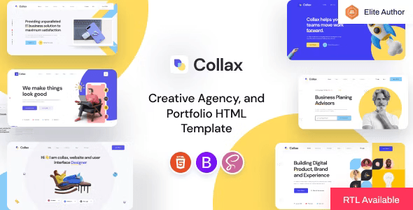 Collax creative agency HTML5 template homepage preview showing modern portfolio layout
