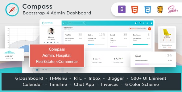 Compass Bundle Bootstrap 4 admin template dashboard interface