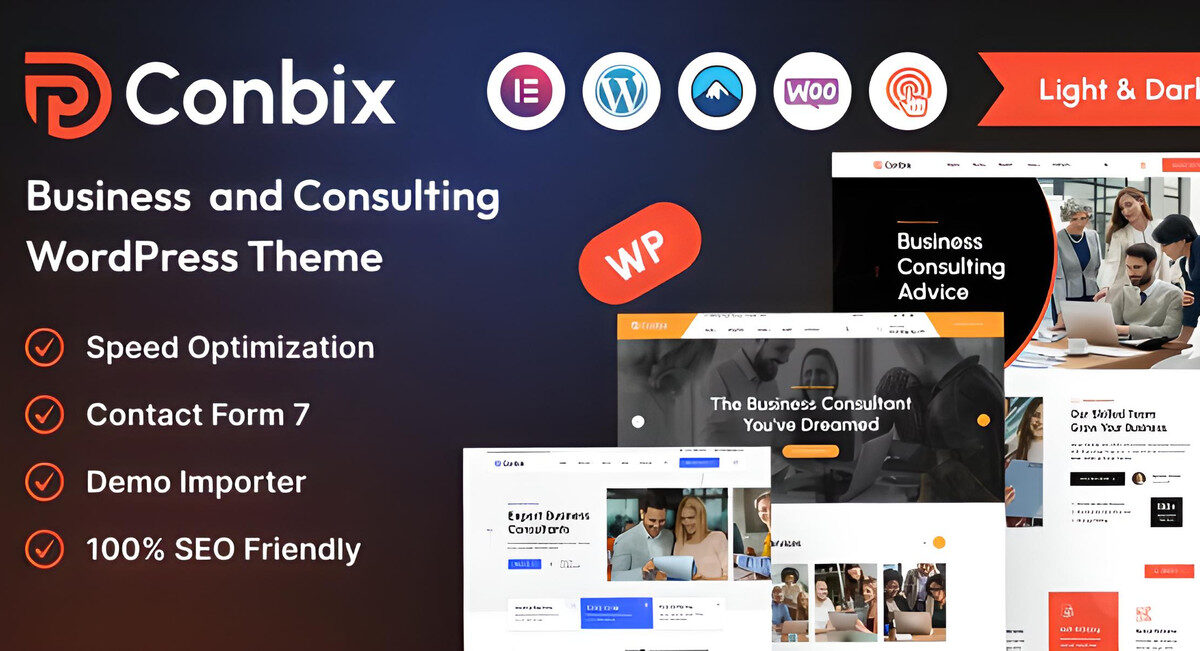 Conbix business consulting WordPress theme showcasing professional corporate design