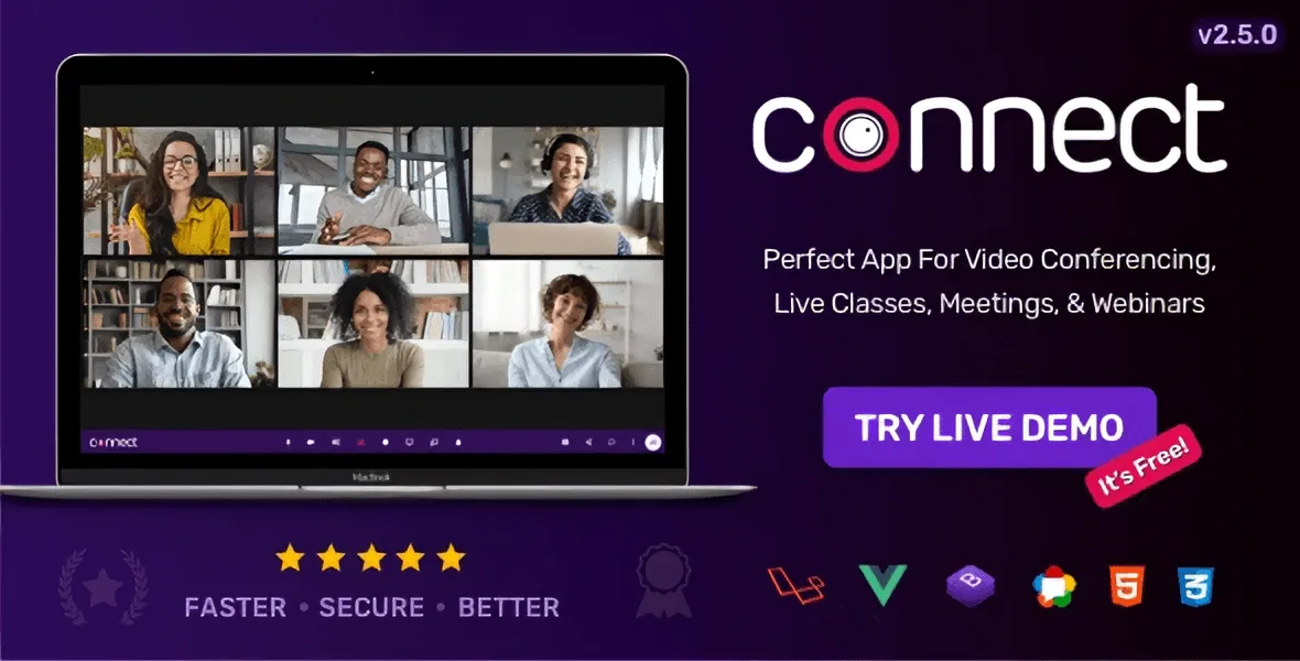 Connect video conference PHP script for online meetings and webinars