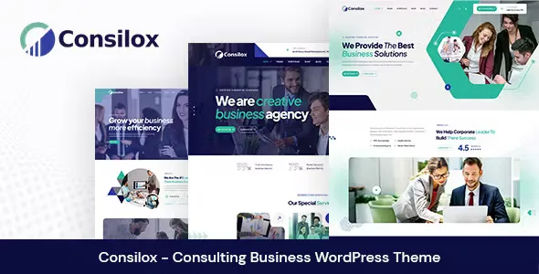 Consilox consulting WordPress theme homepage design on desktop and mobile