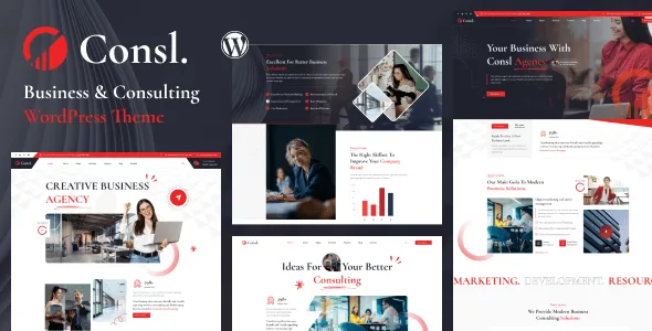 Consl consulting WordPress theme with Elementor showing professional website layout