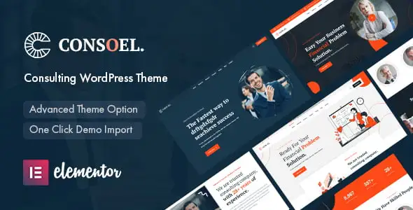 Consoel consulting WordPress theme showing a professional responsive layout for consulting businesses