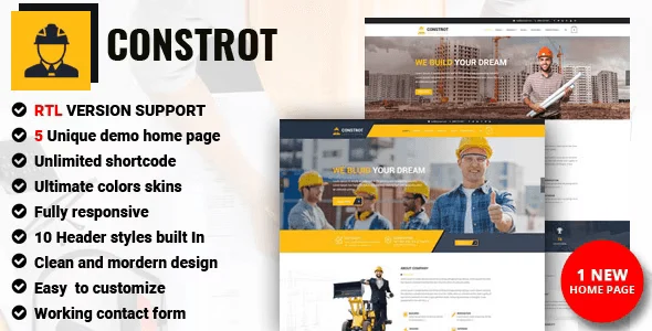 Constrot construction HTML template homepage preview