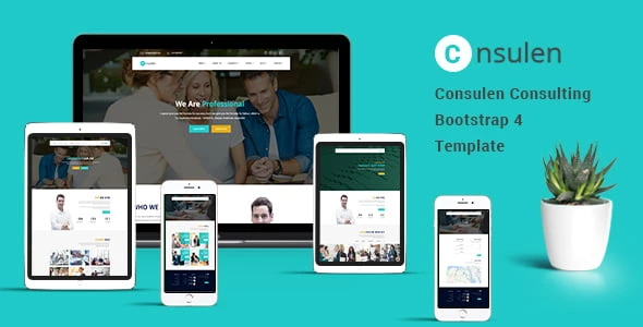 Consulen Bootstrap 5 consulting HTML template preview with responsive layout and professional corporate design