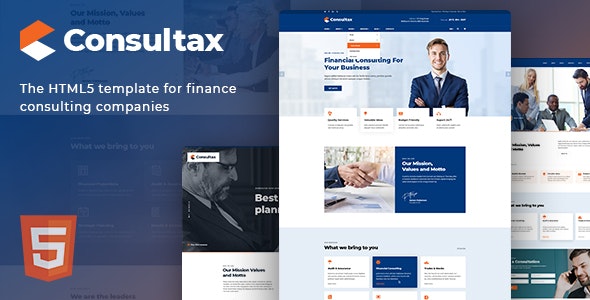 Consultax financial consulting HTML5 template designed for responsive corporate websites
