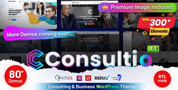 Consultio corporate consulting WordPress theme homepage demo layout