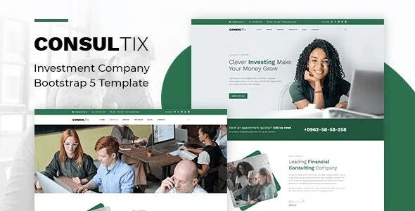 Consultix investment company HTML template built on Bootstrap 5 with professional finance website design