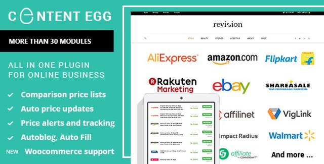 Content Egg WordPress plugin dashboard for affiliate marketing and price comparison sites