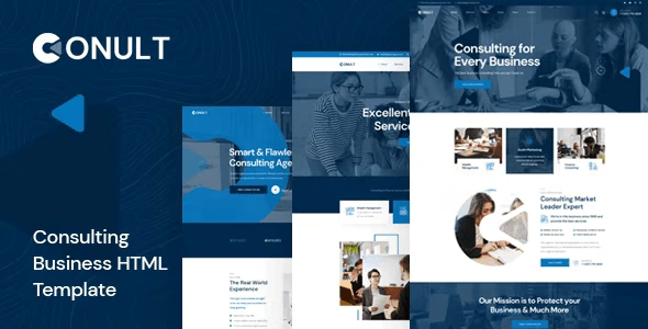 Conult consulting business HTML template preview showing modern finance agency homepage design