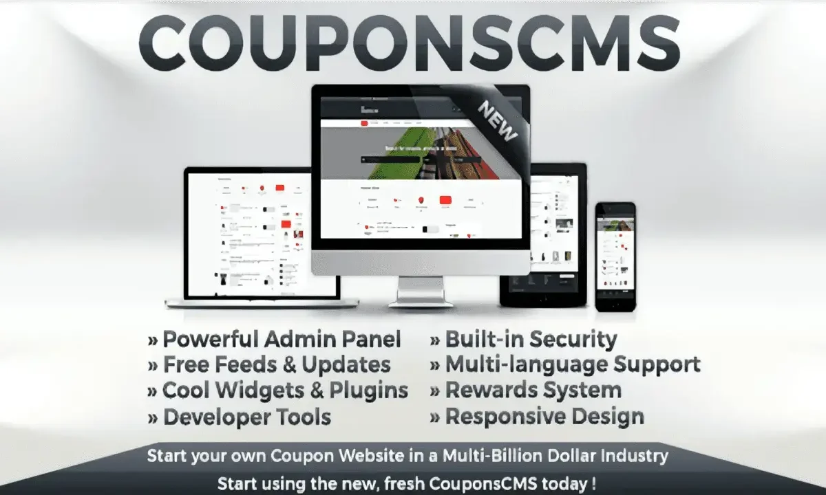 Coupons CMS PHP Script v3.34.2 with themes and plugins package