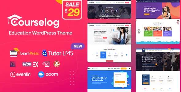 Courselog education WordPress theme for LMS and online courses with Elementor PRO and WooCommerce