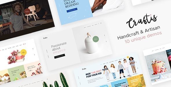 Craftis handcraft artisan WordPress theme showcasing handmade products in a minimalist design