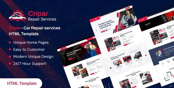 Cripar car repair HTML template homepage preview