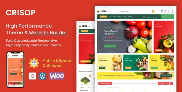 Crisop Elementor grocery WooCommerce theme for WordPress demo preview