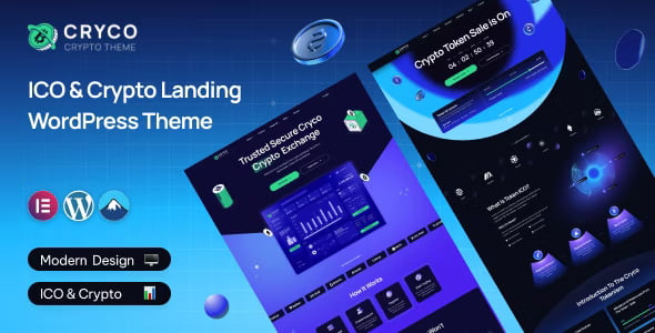 Cryco crypto WordPress theme demo layout for blockchain and ICO websites