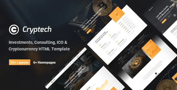 Cryptech cryptocurrency and Bitcoin HTML template preview
