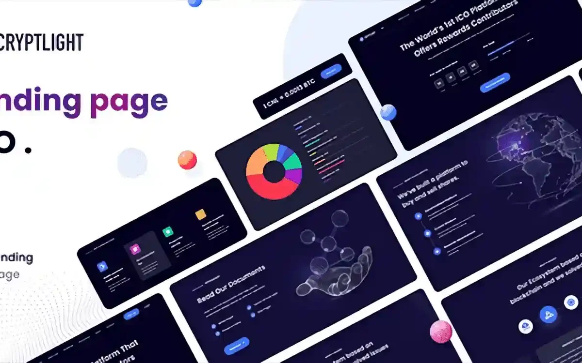 Cryptlight ICO landing page HTML5 template preview for cryptocurrency websites