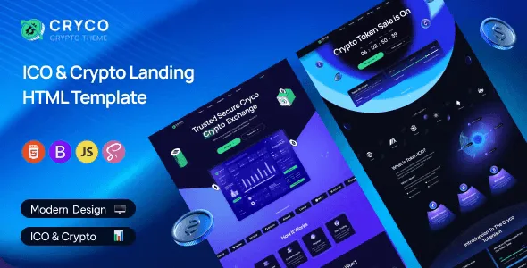 Cryco crypto ICO landing page HTML template preview