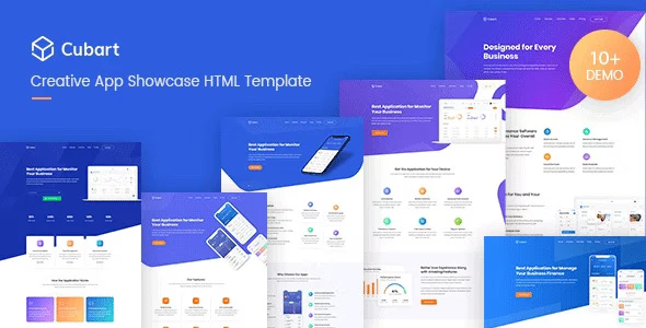 Cubart SaaS and startup HTML template showcasing responsive landing page layouts