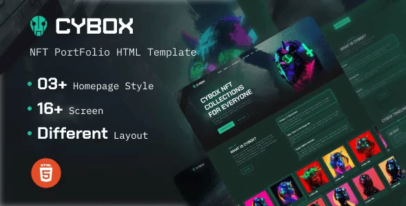 Cybox NFT collections HTML template preview for blockchain and crypto marketplace websites