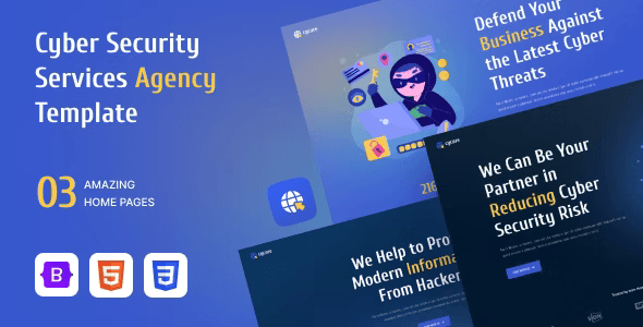 Cycure cyber security HTML template preview for IT services website
