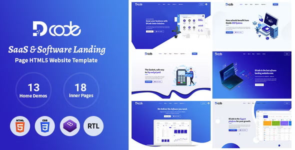 DCode SaaS and software landing page HTML template