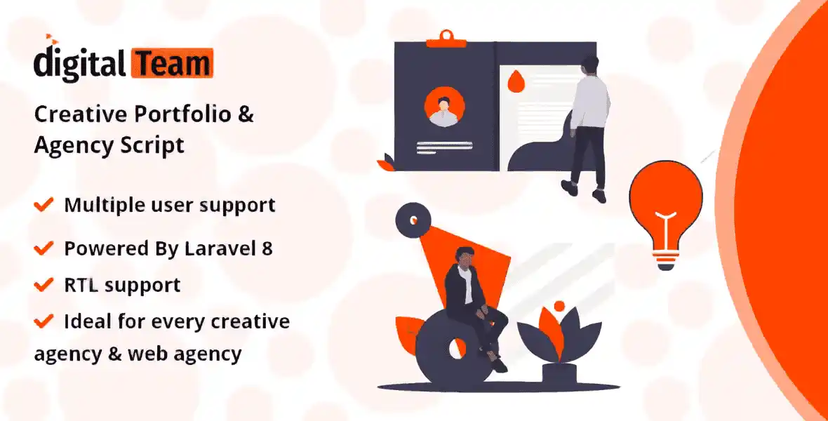 DigitalTeam creative portfolio agency PHP script admin dashboard preview