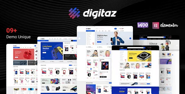 Digitaz electronics WooCommerce theme homepage demo showcasing a modern gadget store layout