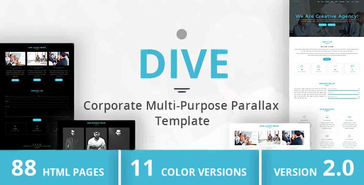 DIVE multi-purpose parallax HTML template for corporate websites with responsive design