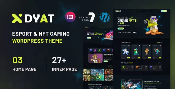 DYAT esports and gaming NFT WordPress theme for building modern gaming websites