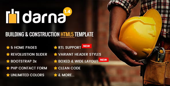 Darna construction and building HTML5 template responsive website preview