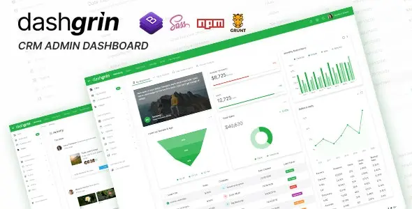 Dashgrin responsive admin dashboard HTML template on desktop and mobile
