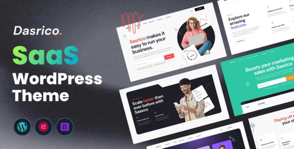 Dasrico SaaS WordPress theme for Elementor - responsive corporate website template