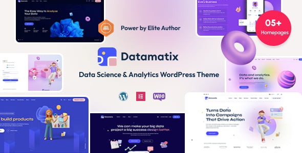 Datamatix data science WordPress theme for analytics and business intelligence websites