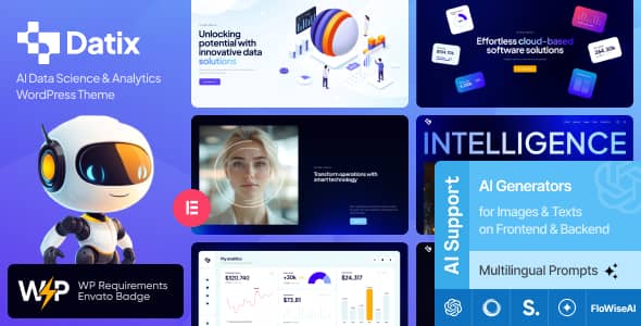 Datix AI data science and analytics WordPress theme homepage layout preview