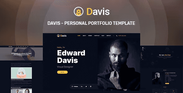 Davis HTML personal portfolio template homepage preview
