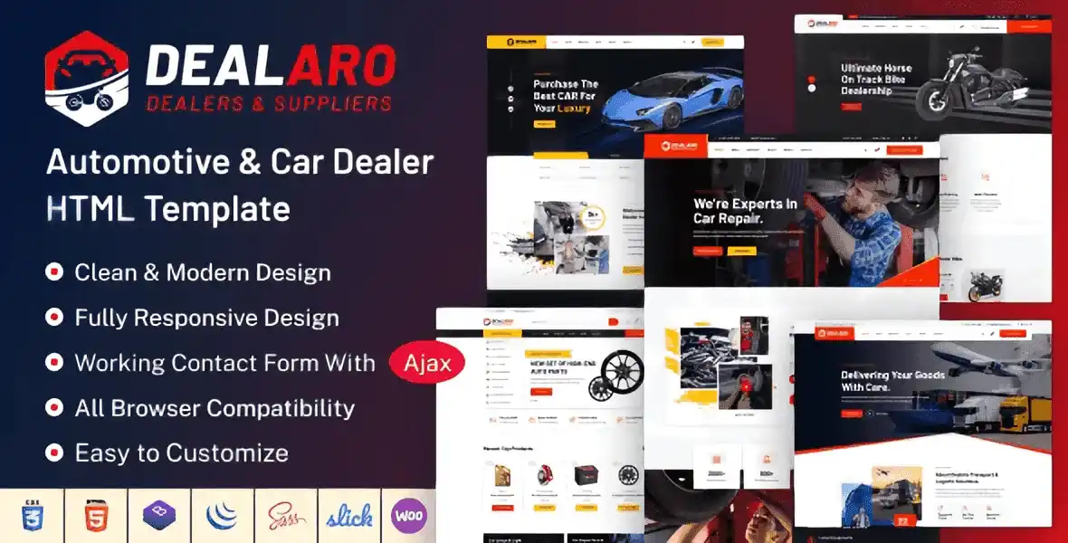 Dealaro automotive car dealer HTML template preview