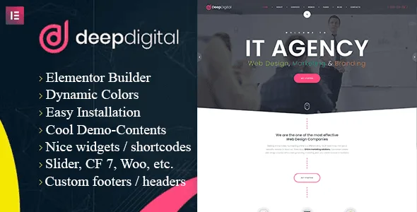 DeepDigital web design agency WordPress theme demo layout