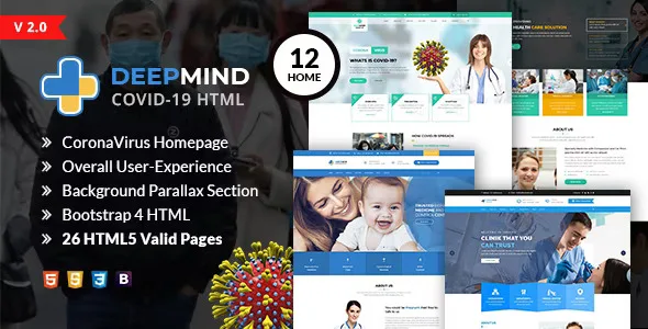 DeepMind coronavirus hospital health HTML template for medical websites