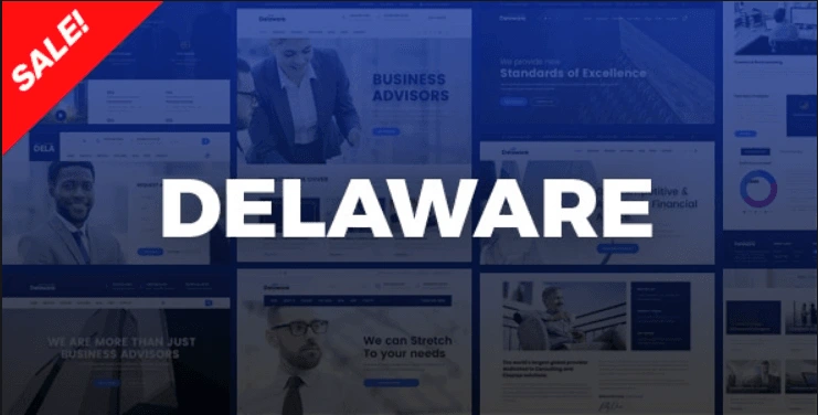 Delaware corporate HTML template homepage preview showing responsive business website layout