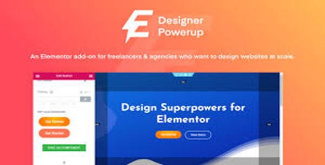 Designer Powerup for Elementor plugin interface showing advanced design tools and features