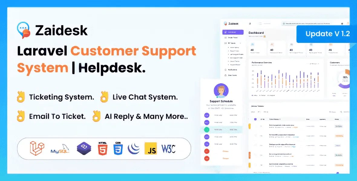Deskzai Laravel helpdesk ticket system dashboard interface