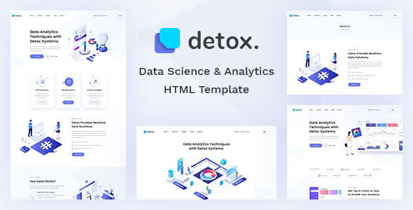 Detox Data Science and Analytics HTML template homepage layout preview