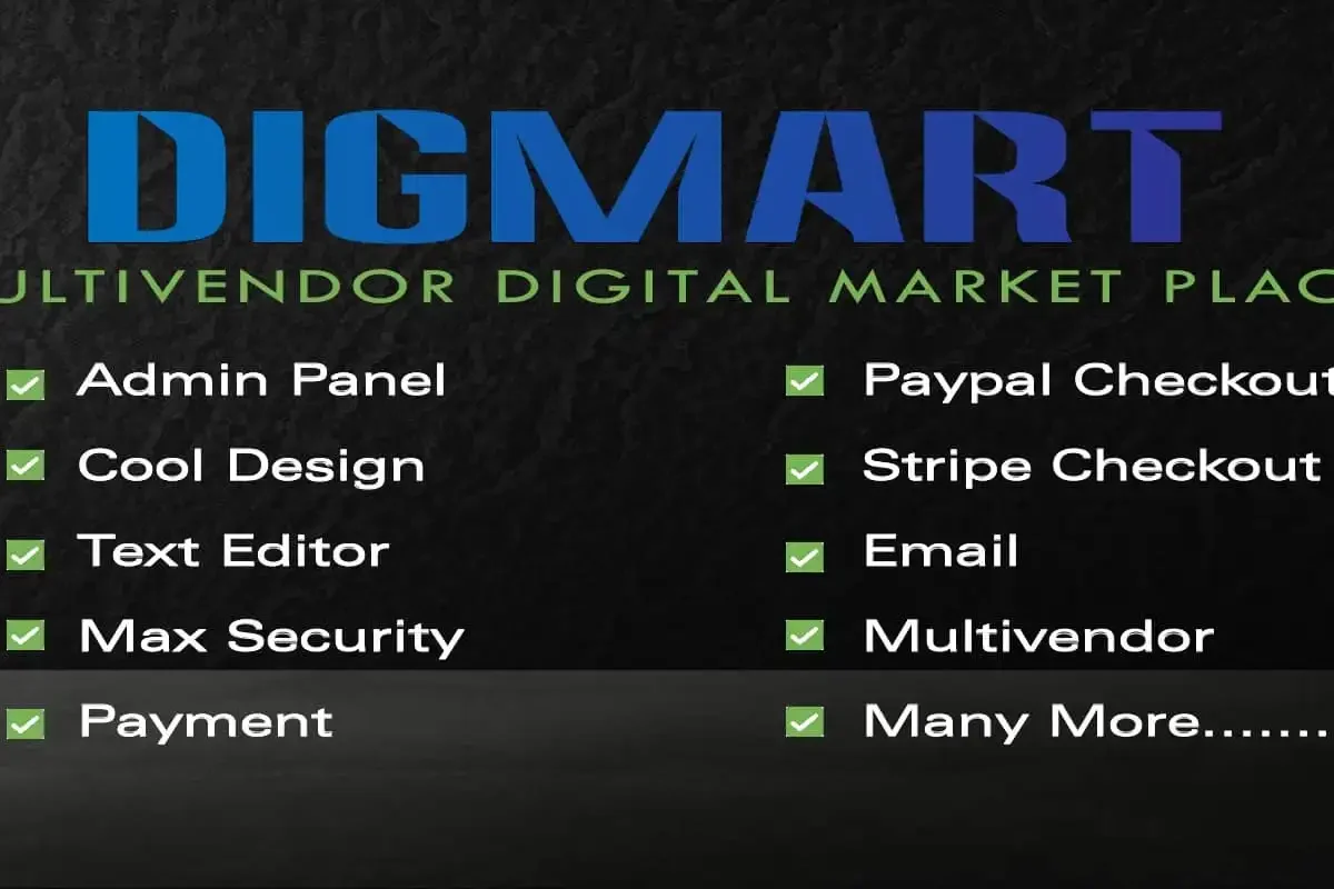 DigMart multivendor digital marketplace PHP script dashboard interface