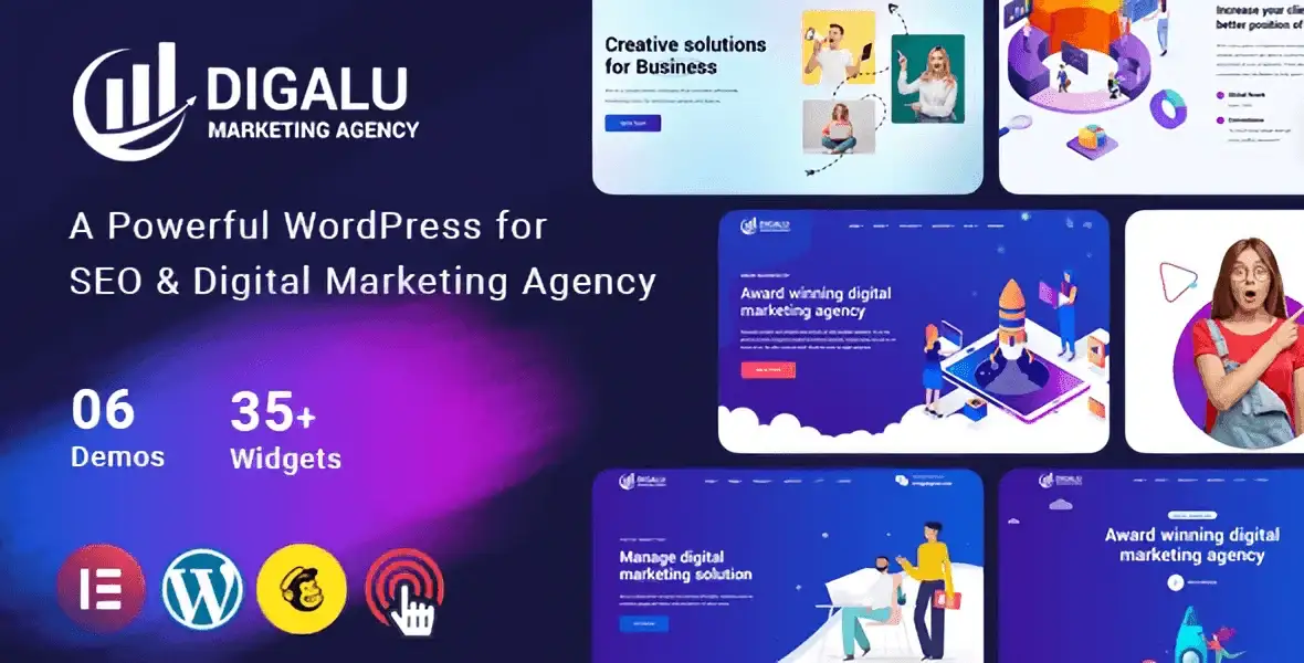 Digalu digital marketing agency WordPress theme with modern responsive design