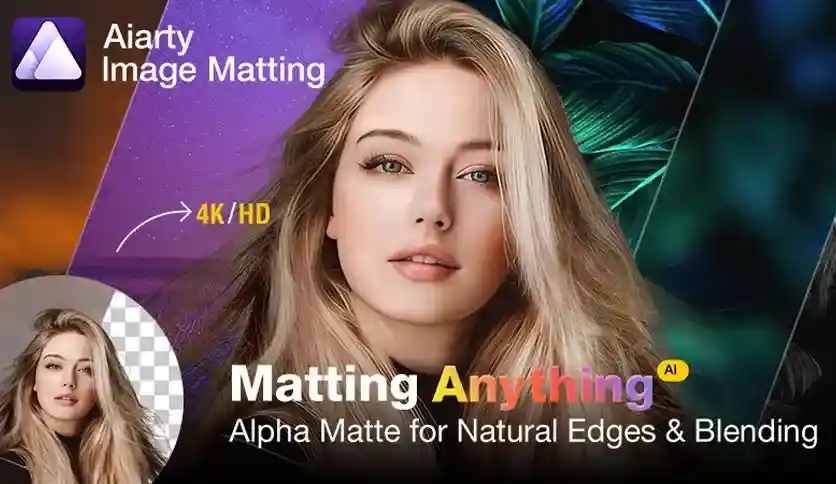 Digiarty AIarty image matting and enhancement software interface showing AI-powered background removal and photo enhancement capabilities on Windows